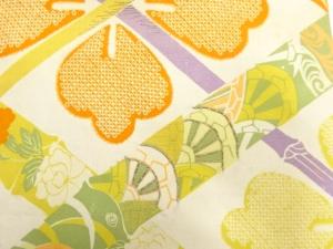 アンティーク　竹格子に花菱模様刺繍名古屋帯